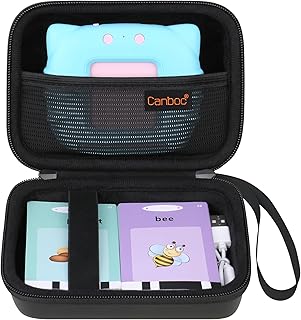 Canboc Hard Carrying Case Compatible with QuTZ/Startcan/Aullsaty/Lapare/KOKODI Toddler Toys Sight Words Talking Flash Cards, Mesh Pocket fits Card Reader and Cable, Black (Case Only)