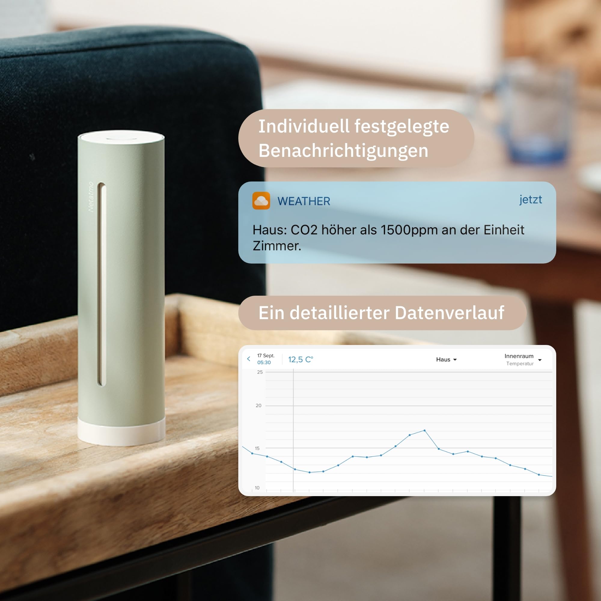 Netatmo Smarte Wetterstation ORIGINAL 2. Gen Mint – WLAN Innen & Außensensor, Temperatur, Luftfeuchtigkeit, Luftqualität, Pollenflug (Baumpollen), UV-Index, Apple, Alexa, Apple Home, Google