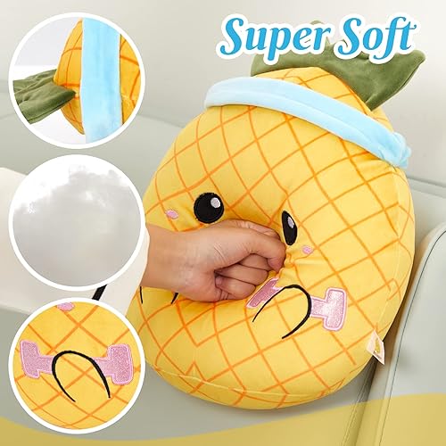 Miniatura 4 de BSTAOFY Linda almohada de felpa suave de fruta de piña, levantando una barra, entrenamiento, cojín de animal esponjoso, almohada corporal para