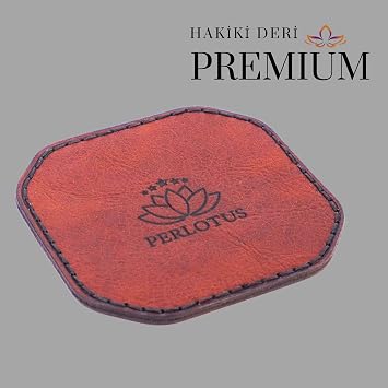 Perlotus Hakiki Deri Kare Kahverengi El Yapımı Bardak Altlığı 1 Adet