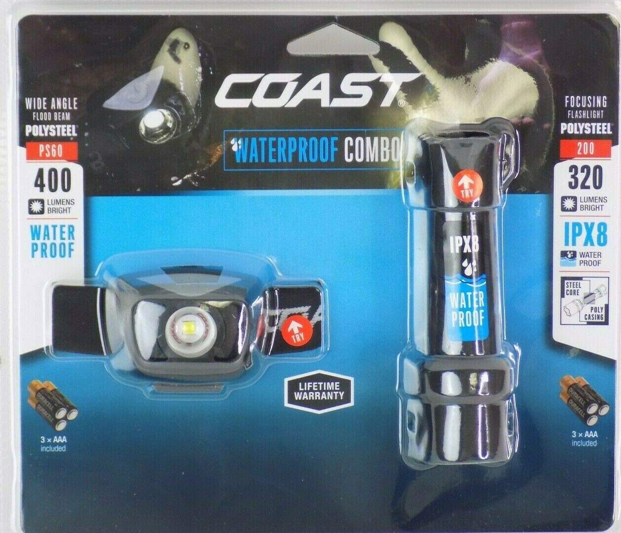 Coast LED Headlamp and Flashlight Combo Gift Set, Waterproof, Super Bright LEDs