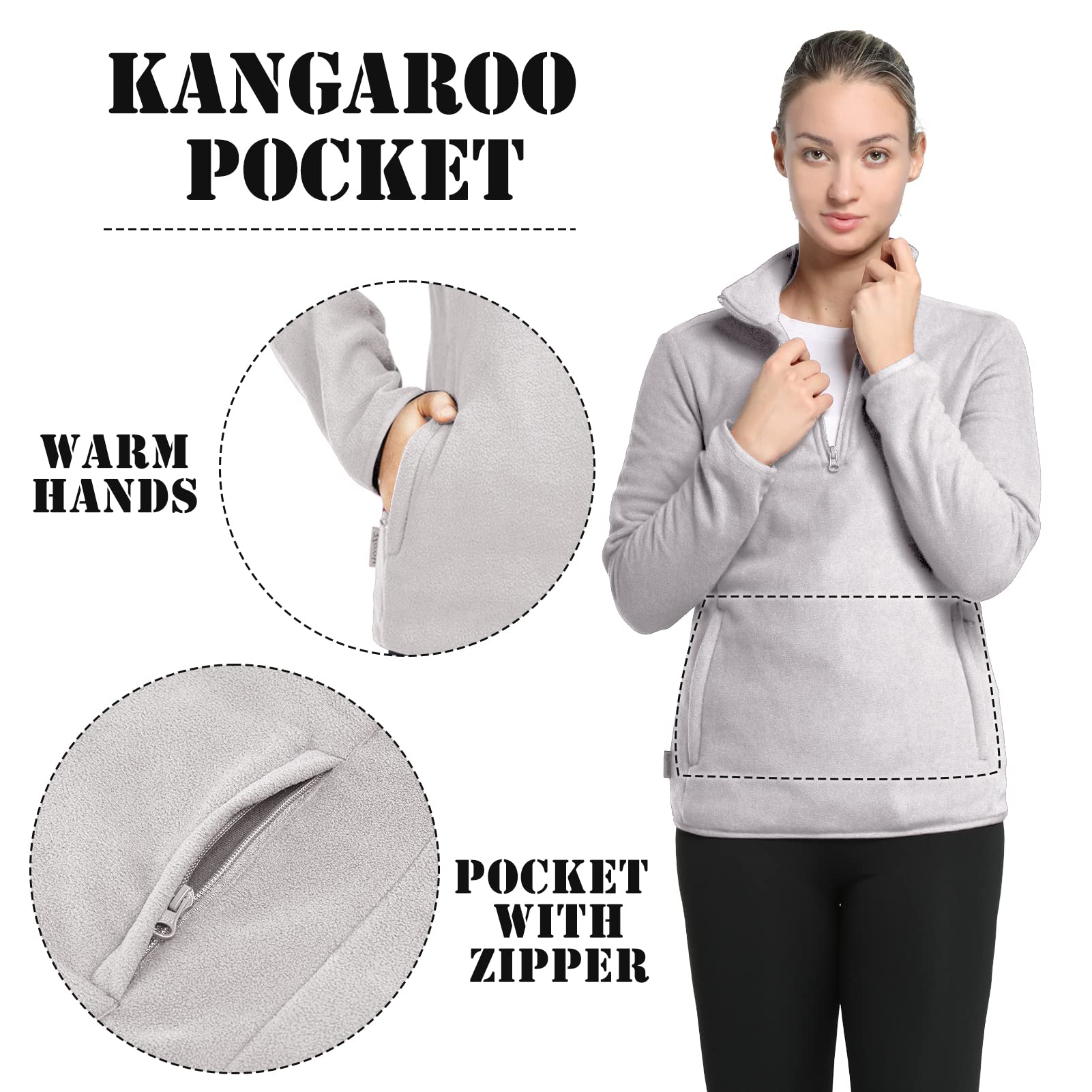 33,000ft Veste Polaire Femme 1/2 Zippé légère Chaude Manteau pour l’Hiver Sports Randonnée