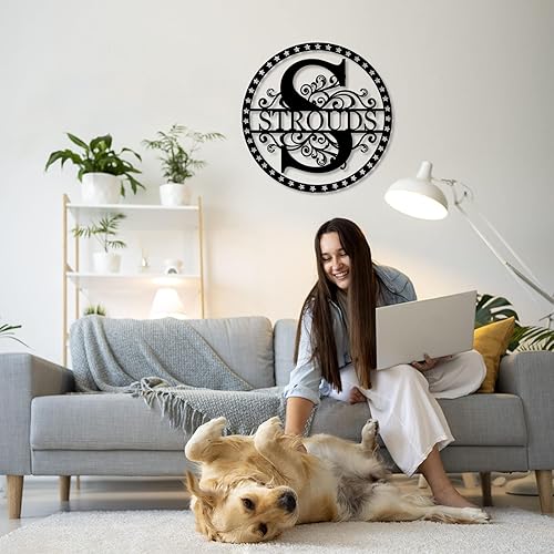 Miniatura 8 de Custom Last Name Sign Personalized Last Name Metal Signs Family Name Sign Personalized Metal Sign Metal Wall Art Split Monogram Personalized Wedding