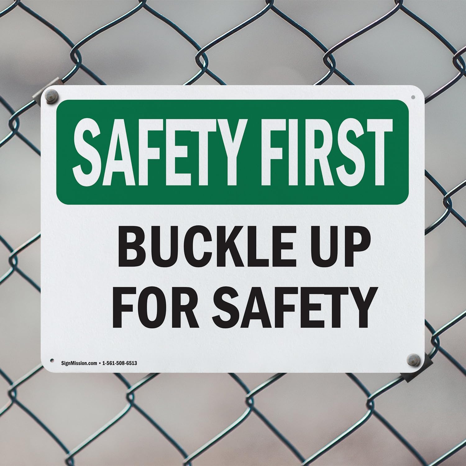 (2 Pack) Buckle Up For Safety OSHA Safety First Sign 14 Inch X 10 Inch Indoor/Outdoor Rust-Free Aluminum Metal Signs for Workplace, Workshop, and Construction Site, Made in the USA