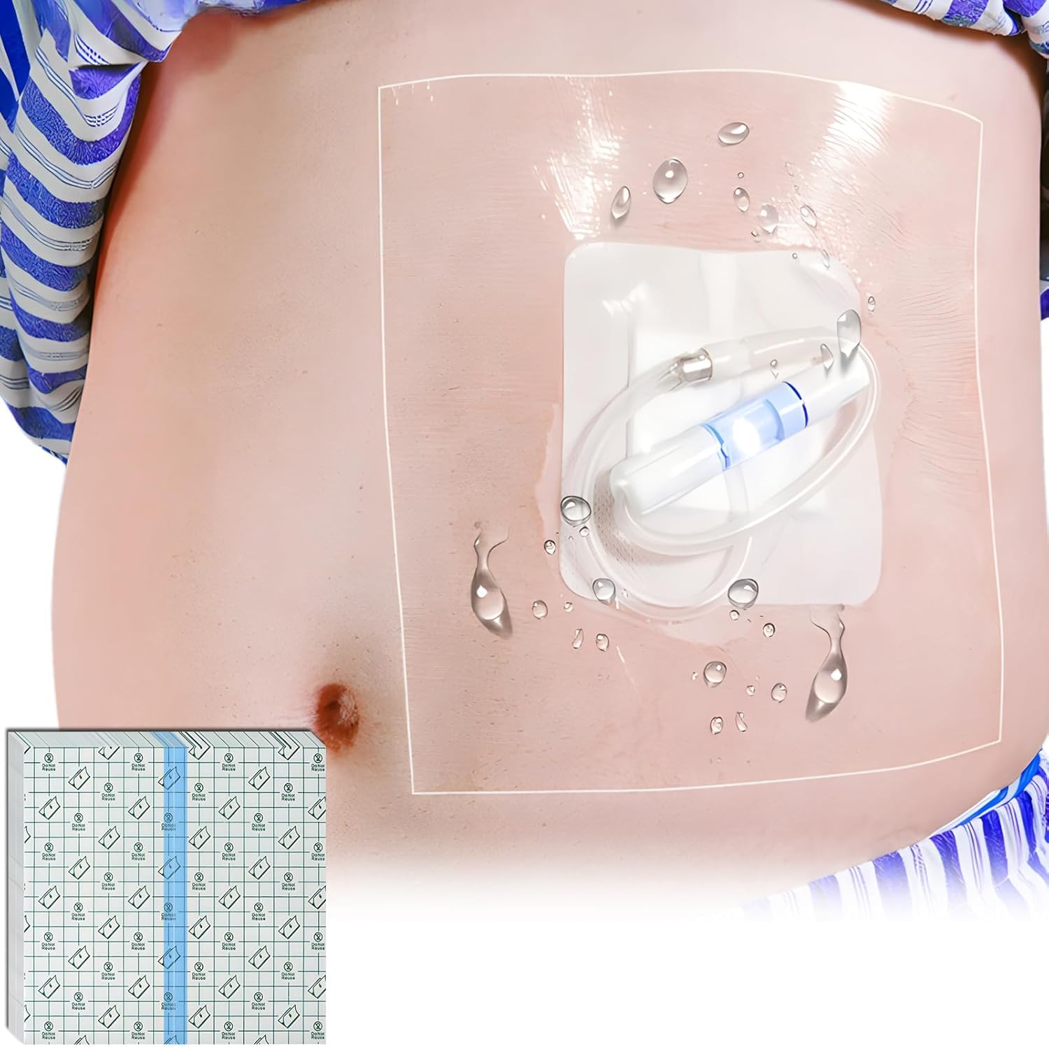 Waterproof Dialysis Catheter Shower Protector Shower Cover for Chest Port Site Shield Bandages Feeding Tube G Tube Accesorries(10.2"x 10.2", Pack of