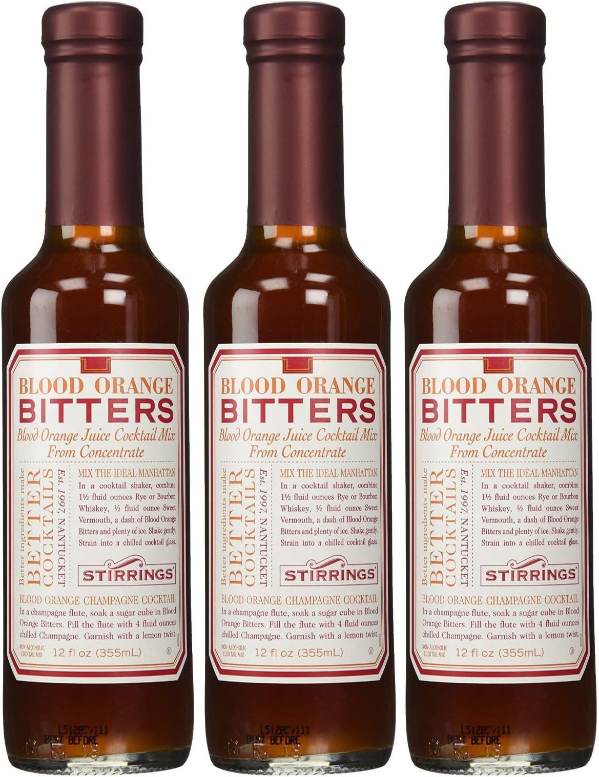 StirringsAll Natural Blood Orange Cocktail Bitters - 12 ounce bottles | Pack of 3