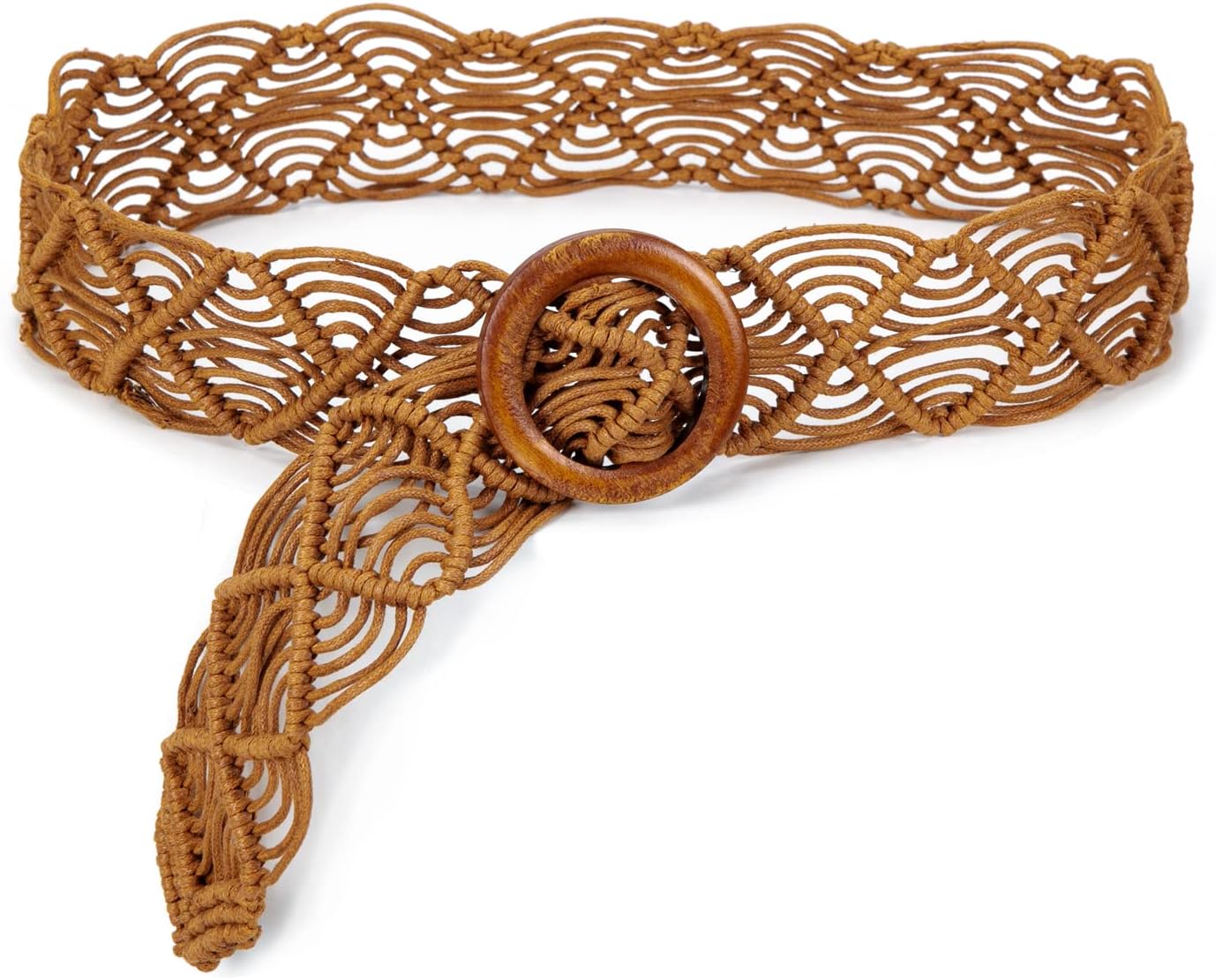 ILuvatarWomen's tassel knotted belt Metal wide belt U11 Women's Bohemian Style Rope Braid Waist