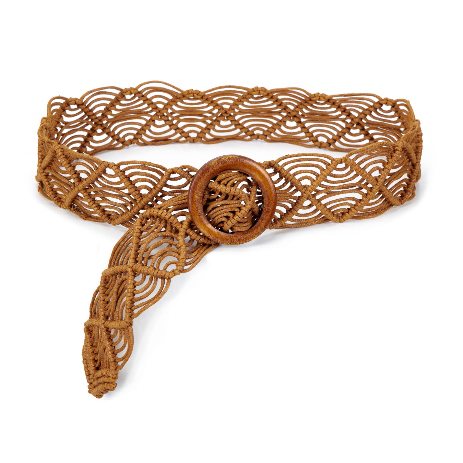 ILuvatarWomen's tassel knotted belt Metal wide belt U11 Women's Bohemian Style Rope Braid Waist