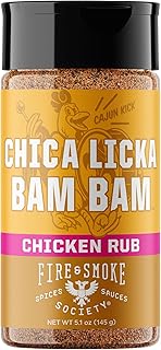 Fire & Smoke Society Chica Licka Bam Bam Chicken Seasoning | BBQ Seasonings and Rubs for Smoking and Grilling | Chicken Wings, Turkey Rub, Poultry Seasoning | Black Pepper, Paprika, Garlic | M 5.1 oz