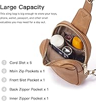 Vista 108 de Telena Riñonera pequeña para mujer, de cuero, cangureras, bolsa de pecho para mujer