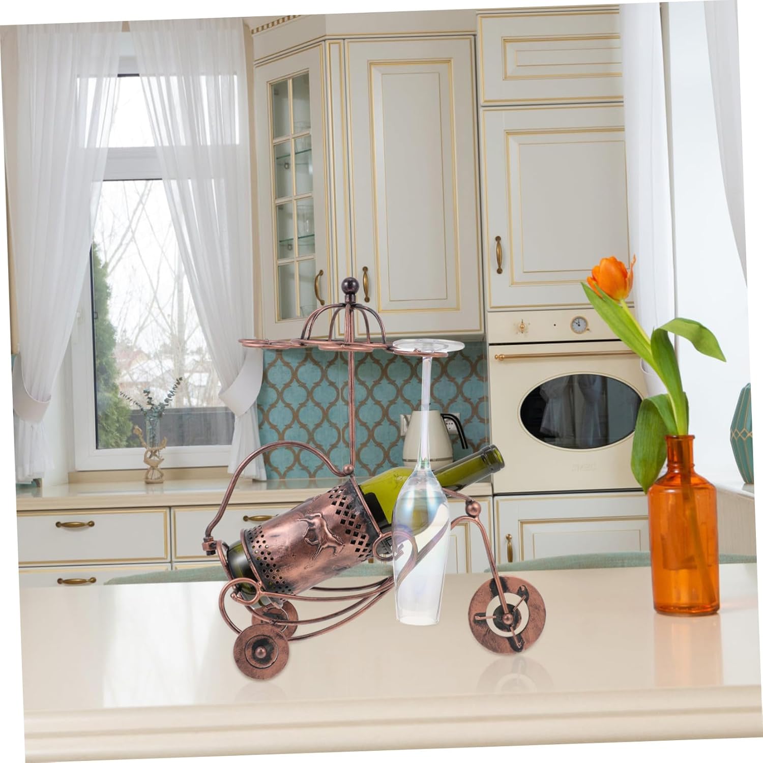 Light Brown Wine Rack Bottle Storage Holder Desktop Display Rack for Wine Bottle Compact Space-Saving Stylish Organizer for Home Kitchen and