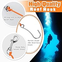 Vista 4 de Gancho de arrecife de buceo con línea de 47 pulgadas (47.2 in), gancho de buceo de acero inoxidable de grado marino con perno giratorio y junta