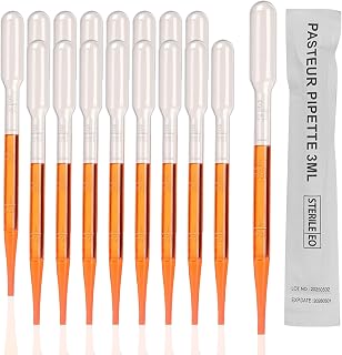 PEKYBIO Sterile Pasteur Pipettes 3ml Disposable Plastic Transfer Pipette Dropper 100Pcs Graduated Calibrated Lab Pipettes, Low Density Polyethylene (LDPE), Individual Peel-Pack, Vol. 7ml, 155mm Long