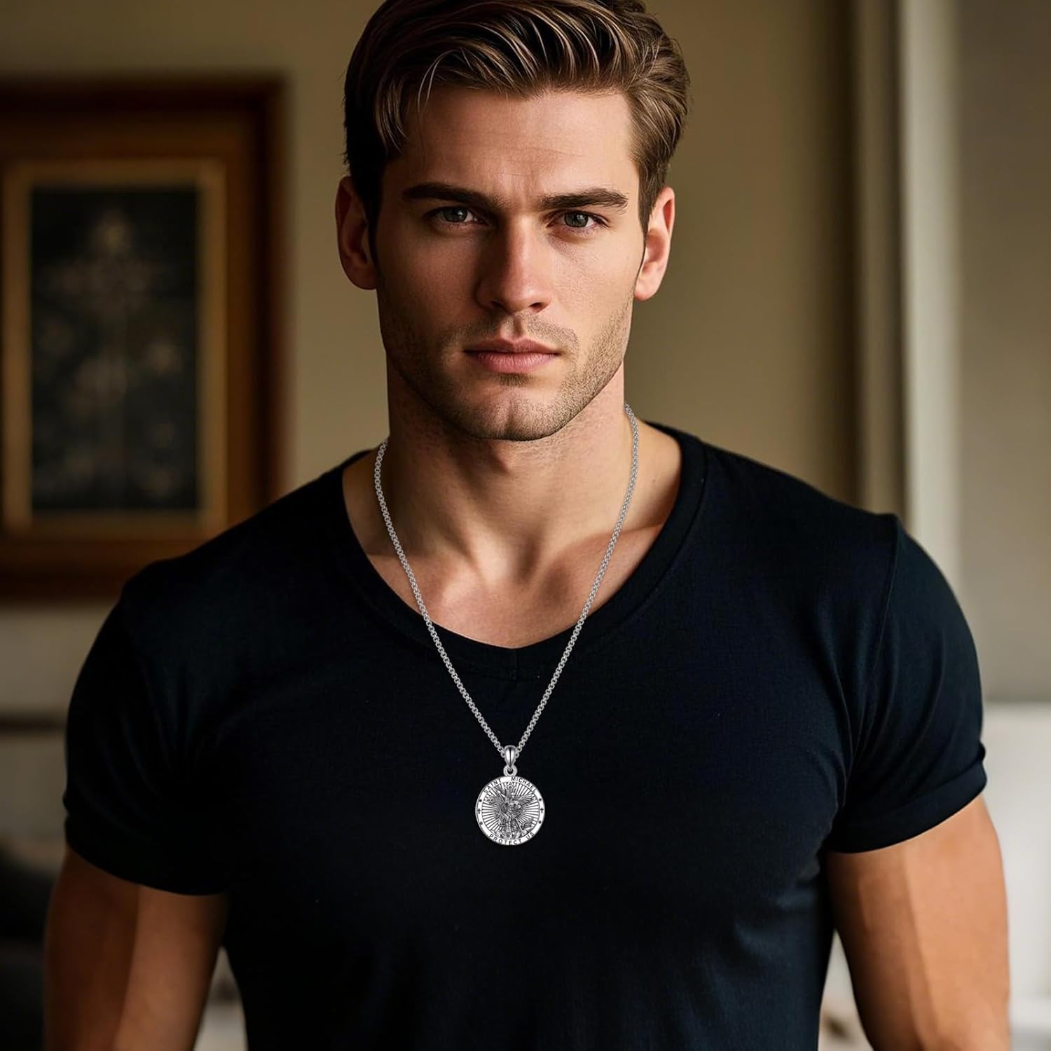 YAFEINI Saint St Michael Medal Necklace 925 Sterling Silver Patron Saint Pendant Catholic Jewelry Christian Gifts for Men Wome Mom - Image 3