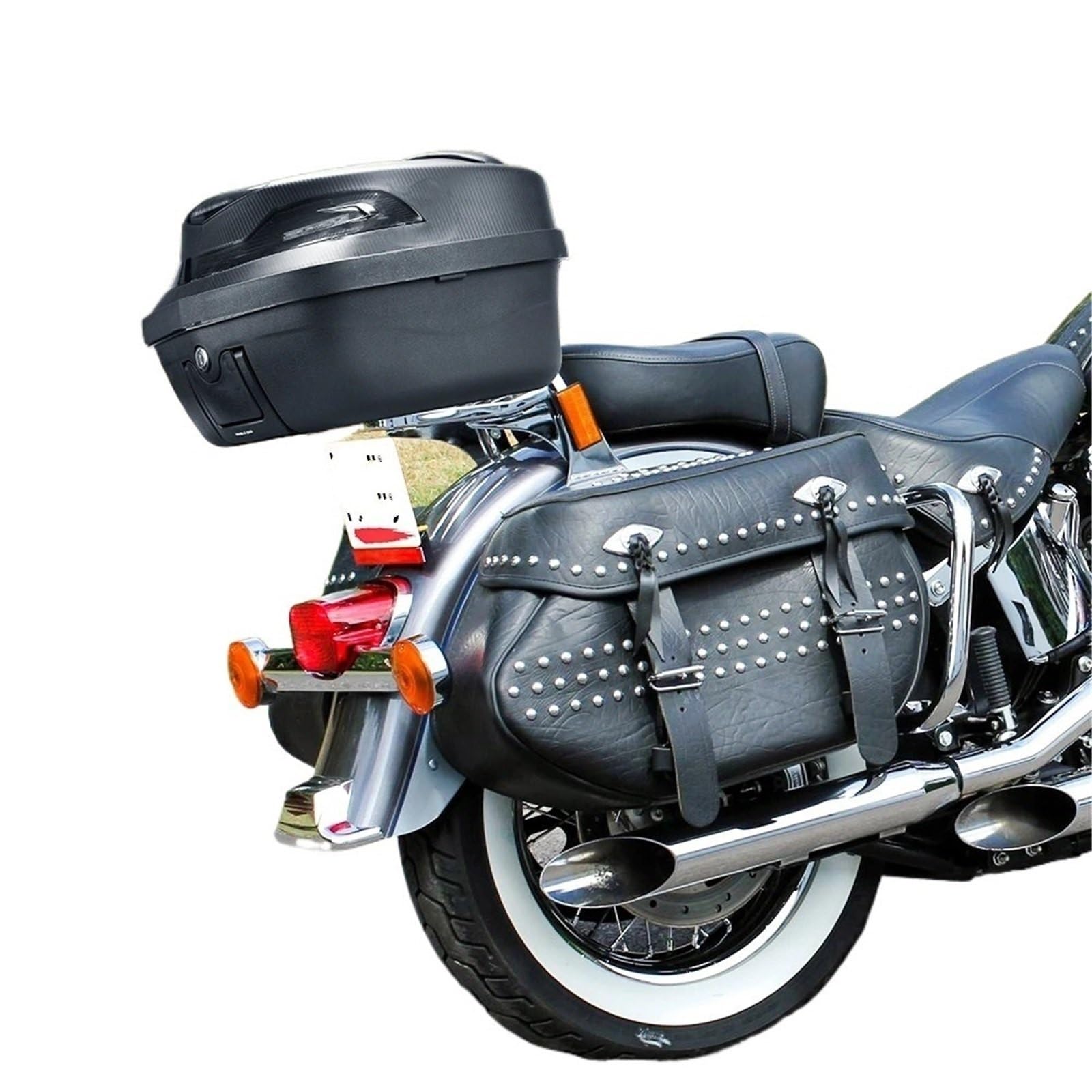 Pasuje do KEMIMOTO Uniwersalny 48L Bezpieczny zatrzask Motocyklowy Tylny bagażnik Skuter Górny kufer Przechowywanie Bagażnik Górny kufer(Red Light Housing)