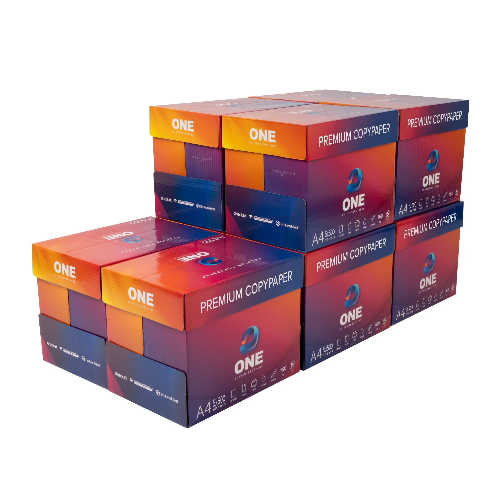 ONE Druckerpapier A4 Kopierpapier - DIN A4-25.000 Blatt - 10 Kartons | ONE Druckerpapier und Kopierpapier DIN A4, 25.000 Blatt, 10 Kartons, weiß, für Laser/Tintenstrahl, Büro und Home Office