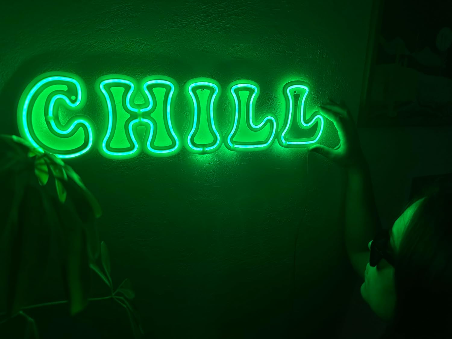 Chill Neon Metal Wall Sign. Neon Metal Wall Art, Neon Wall Decor, Home Office Relax Wall Sign, (With Remote Control)