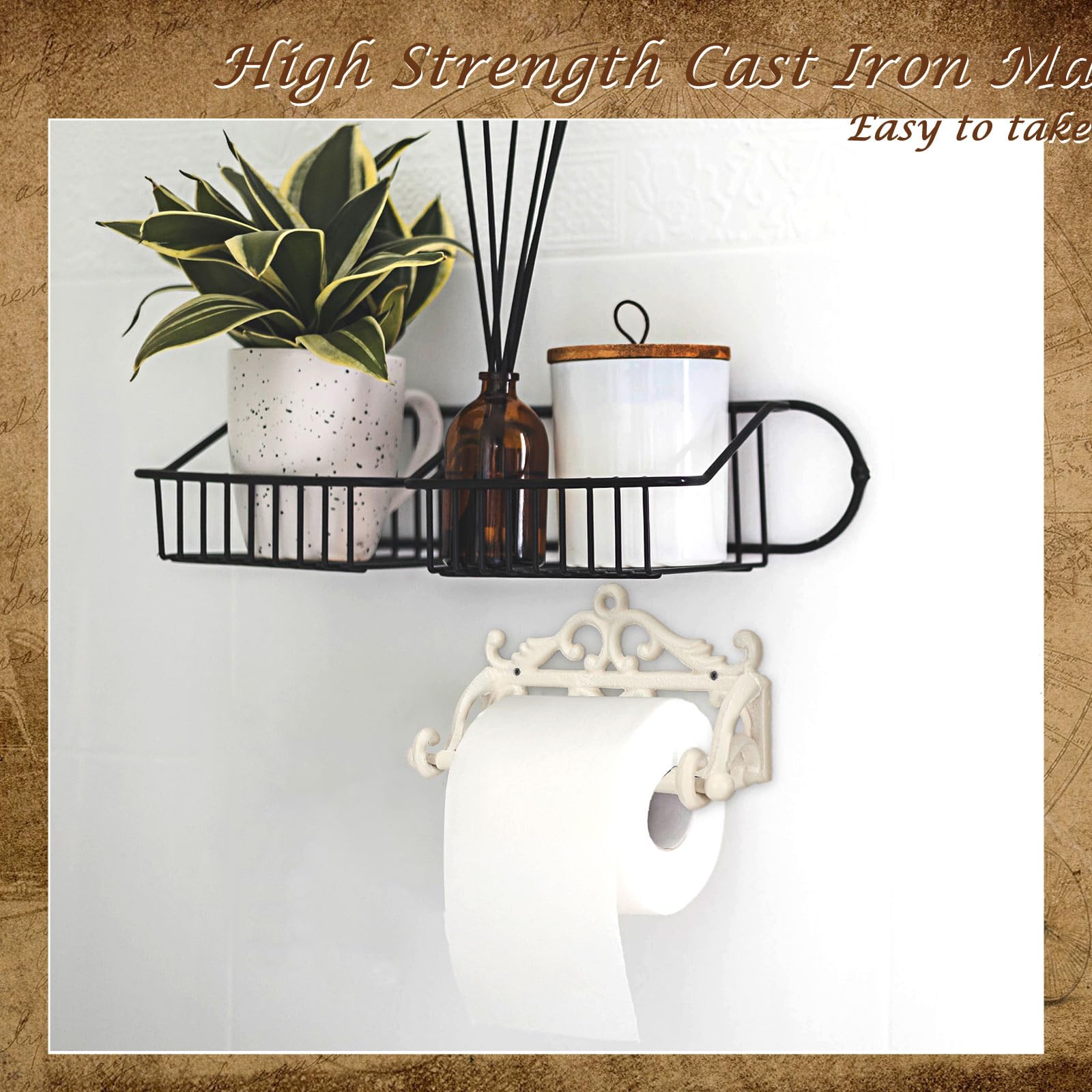 1 Pcs Vintage Cast Iron Toilet Paper Holder, White — Amazon image 6