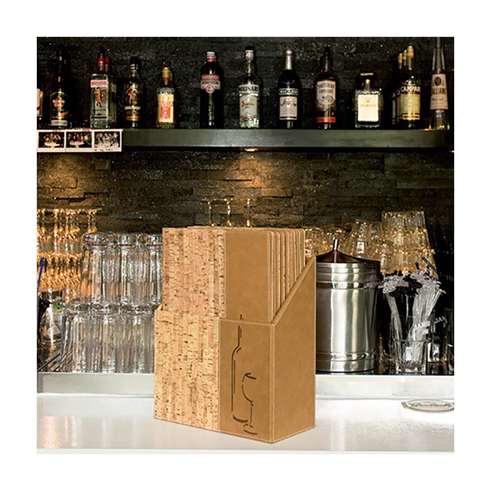 SECURIT Design Kork Optik A4 Menukarte (x10) Plus Box, inkl. 1 dopplete Einlage für Menüs (für 4 Seiten A4)