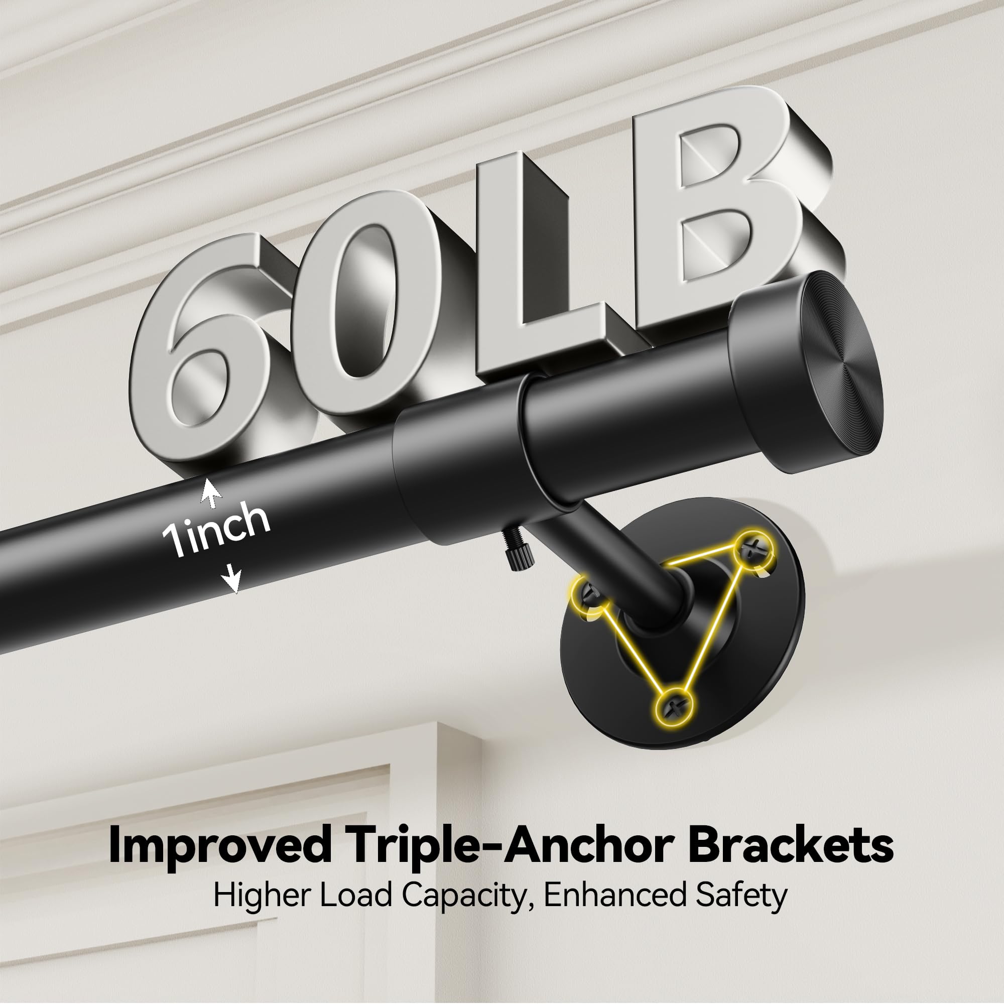 Heavy Duty Curtain Rods - Up to 150 Inch -4