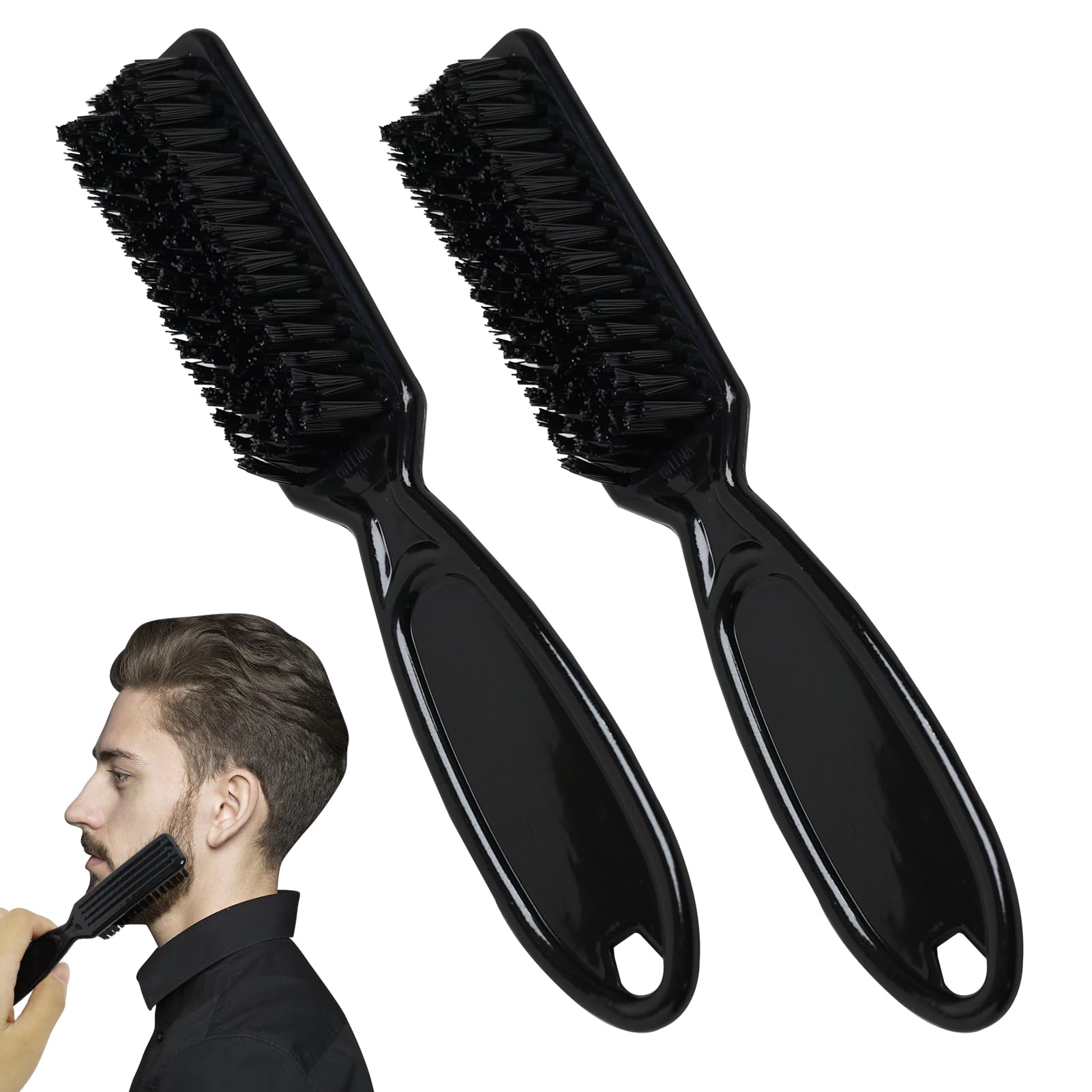 Cepillo de Nailon Negro 2PCS Limpieza de Cuchillas Barba Cerdas Suaves Fácil de Llevar