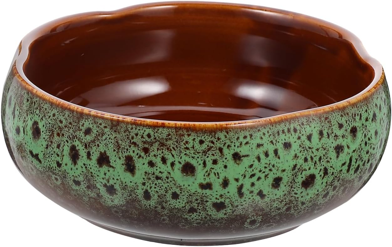 YARNOW Ceramic Lotus Bowl Planter - 6.3" Shallow Water Plant Pot for Lotus Flower, Bonsai, Succulents - Non-Hole Hydroponic Container for Indoor Zen Home Decor