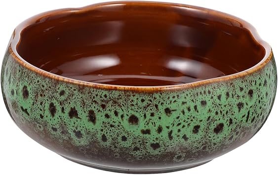 YARNOW Ceramic Lotus Bowl Planter - 6.3" Shallow Water Plant Pot for Lotus Flower, Bonsai, Succulents - Non-Hole Hydroponic Container for Indoor Zen Home Decor