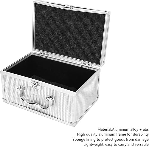 Miniatura 3 de Caja de herramientas de aluminio - 9.05 x 5.9 x 4.9 pulgadas Estuche de transporte portátil con inserto de espuma y cierre de pestillo de metal