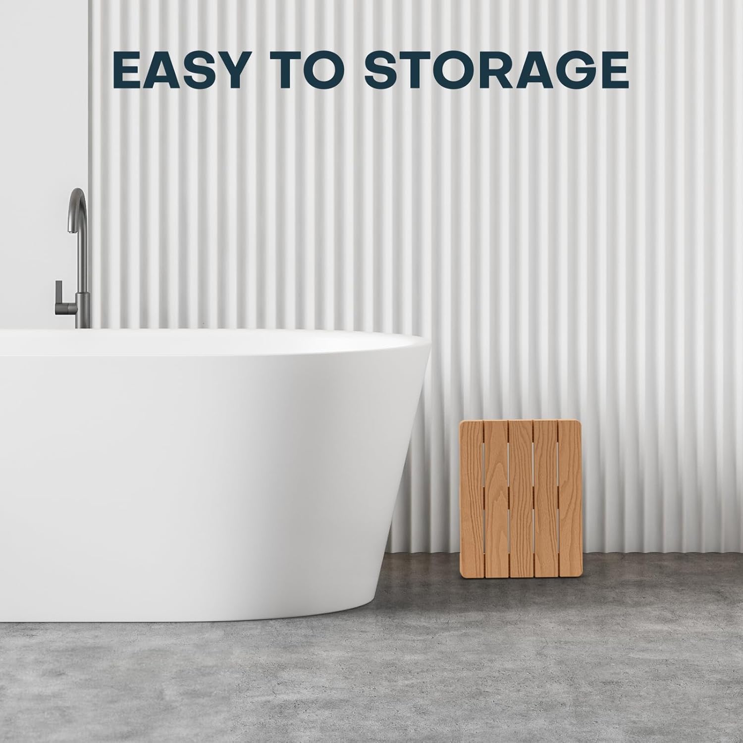 Upstreman Home 16" Shower Mat for Inside Shower Bath Mat for Bathroom Floor Spa Mat Water Resistance No-Maintenance Wooden-Like Non Slip for Bathtub, Pool, Seaside, Indoor & Outdoor Use (Teak Color)