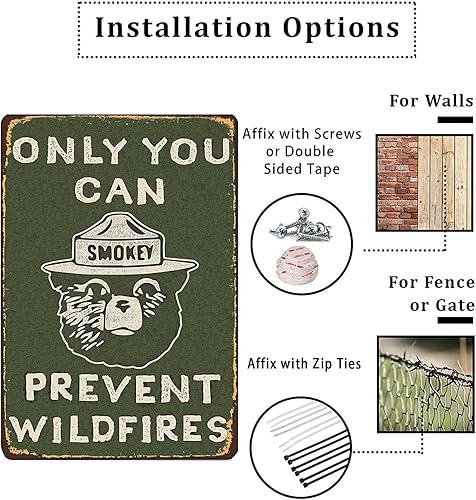 Miniatura 3 de CCparton Letrero de metal vintage de oso ahumado