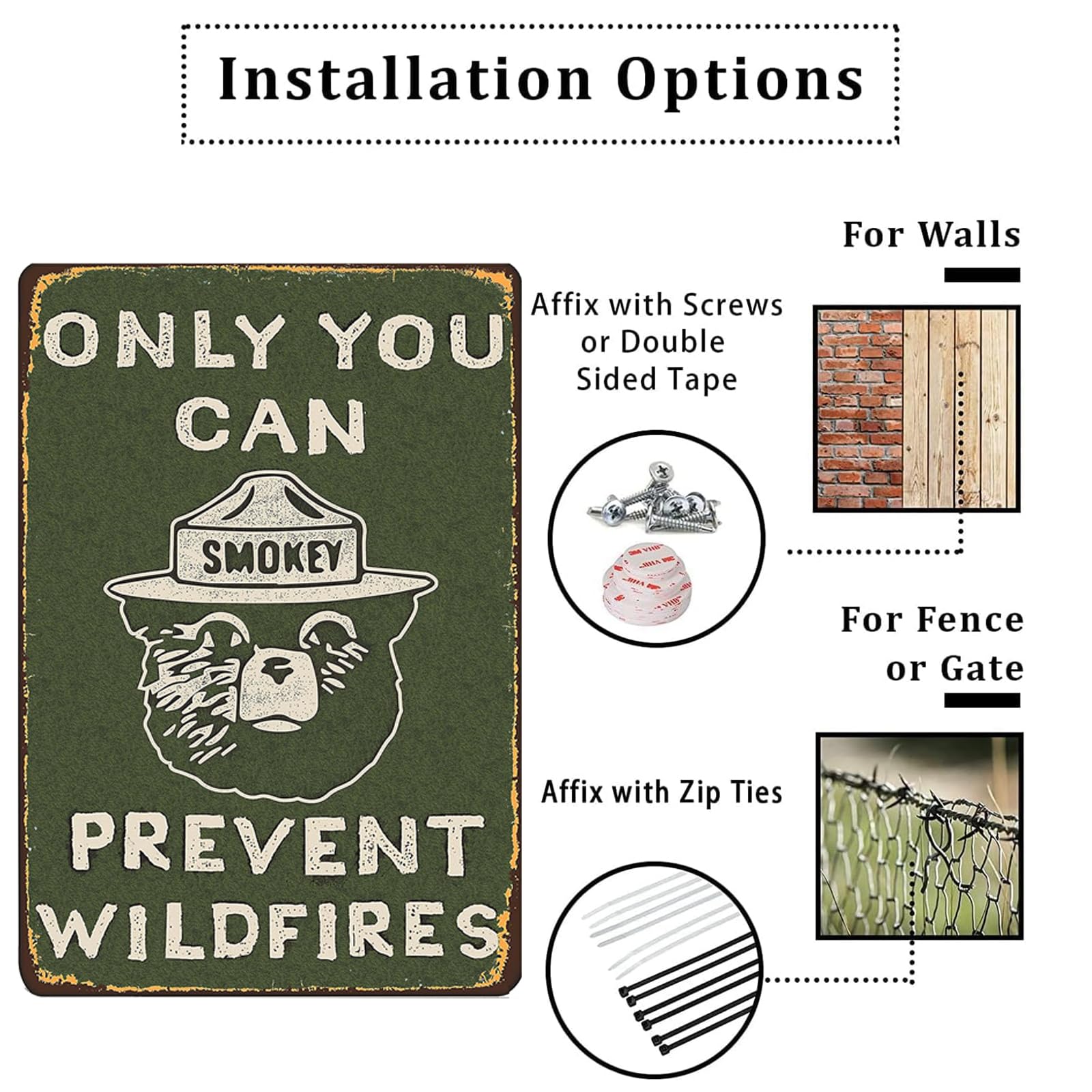 Amazon.com: CCPARTON Vintage Metal Sign Smokey Bear Retro