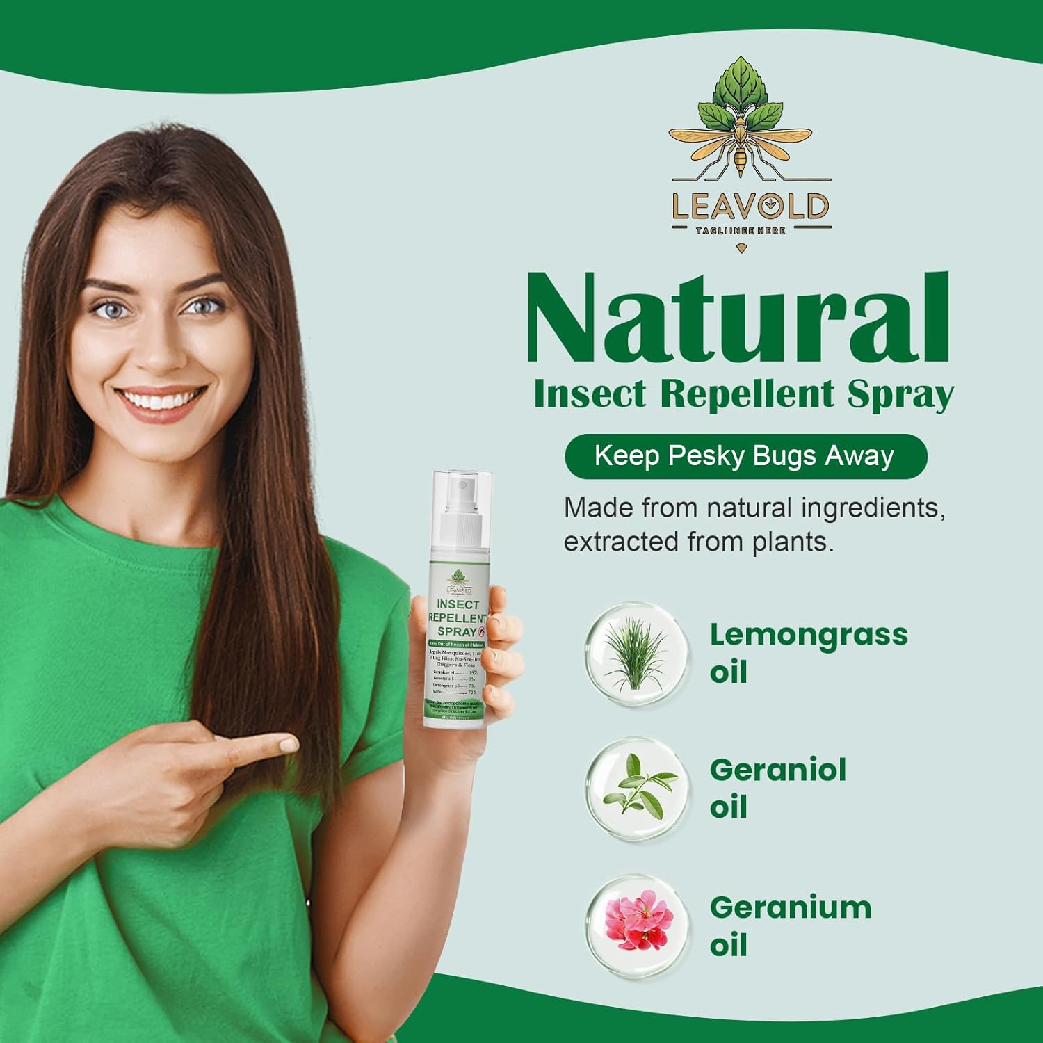 Mosquito Repellent Spray for Body, Made with Plant Essential Oils,Insect Repellent Spray Natural Bug Repellent for Skin DEET-Free Travel Size 4 Fl Oz (2 Pack)