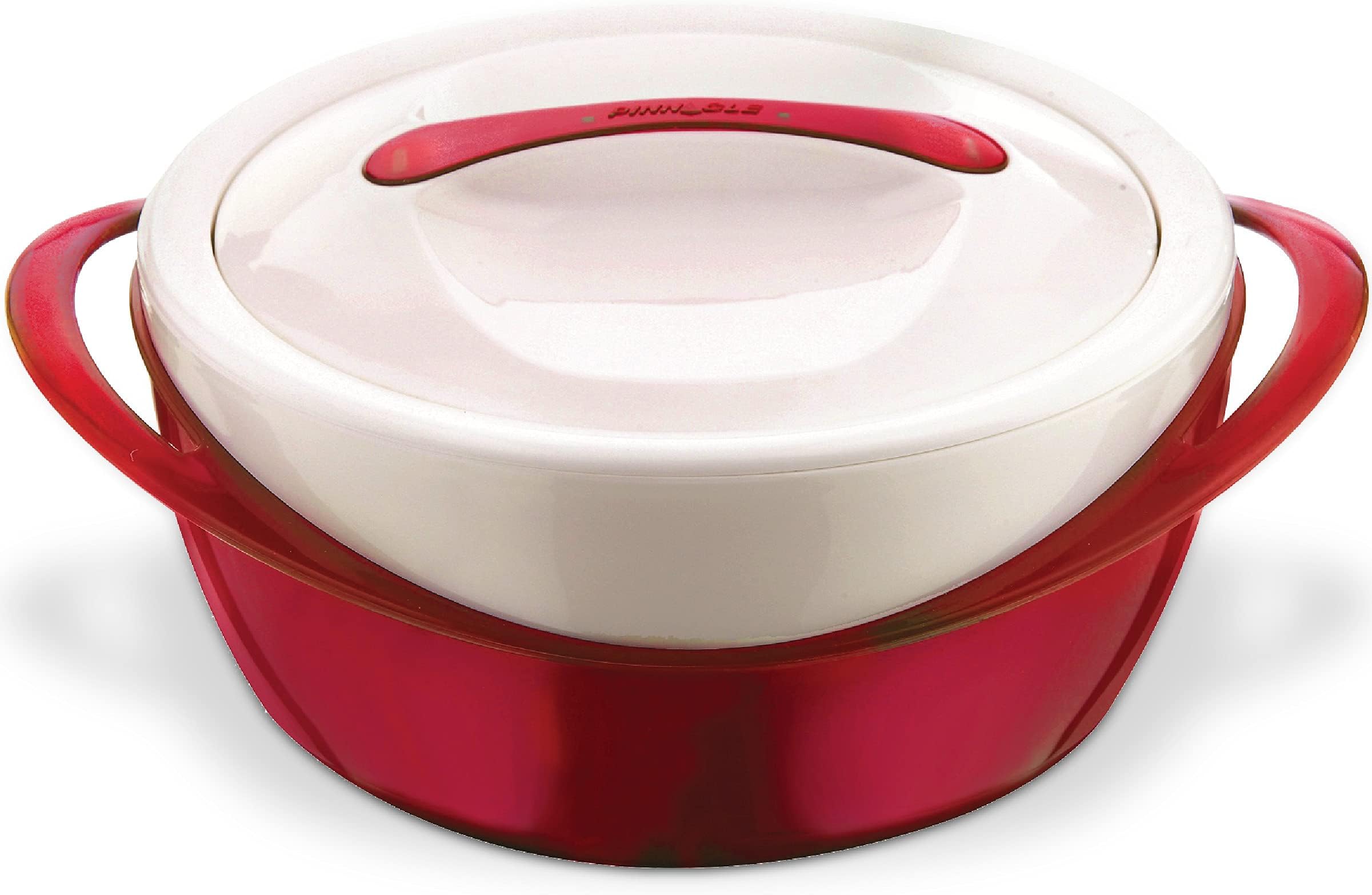 Pinnacle Large Insulated Casserole Dish with Lid 3.6 qt. Elegant Hot Pot Food Warmer/Cooler -Thermal Soup/Salad Serving Bowl Stainless Steel Hot Food Container–Best Gift Set for Moms –Holidays Red