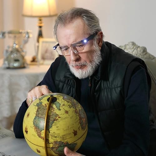 Vista 5 de SKYWAY Lupa con luz, 160% luz LED, recargable con lupa para leer pasatiempos y trabajo cerrado, manos libres