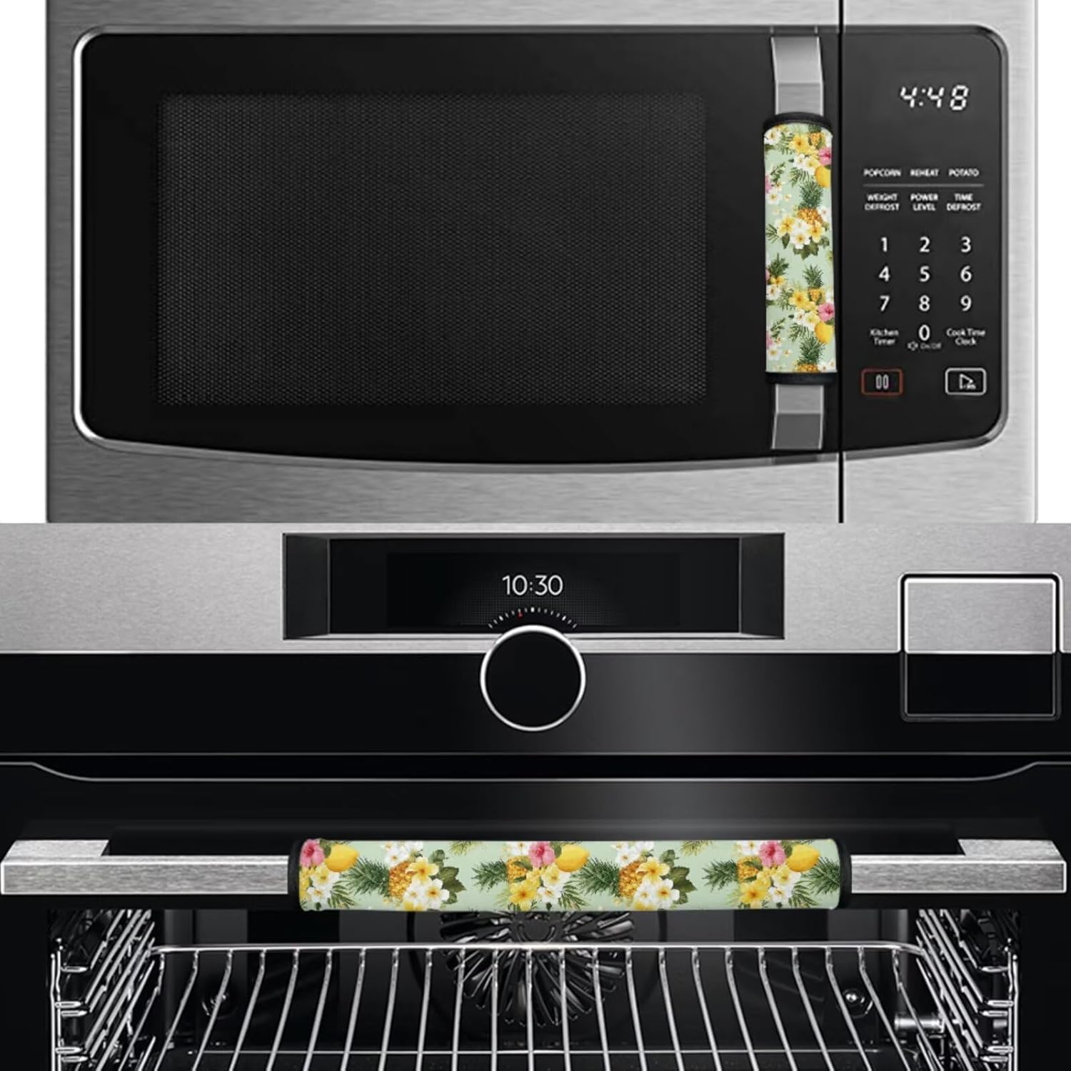 Coldinair Tropical Floral Pineapple Refrigerator Door Handle Covers Set of 8,Keep Kitchen Appliance Fridge Oven Microwave Dishwasher Clean,Perfect for Fridge Dishwashers Microwave