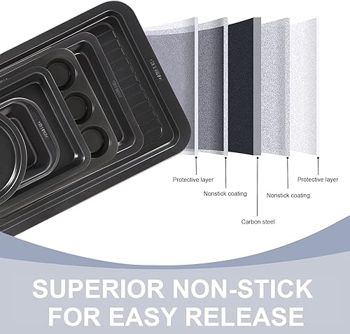 Miniatura 3 de CHEFMADE Juego de utensilios para hornear, 11 piezas antiadherentes de cocina para hornear de acero al carbono