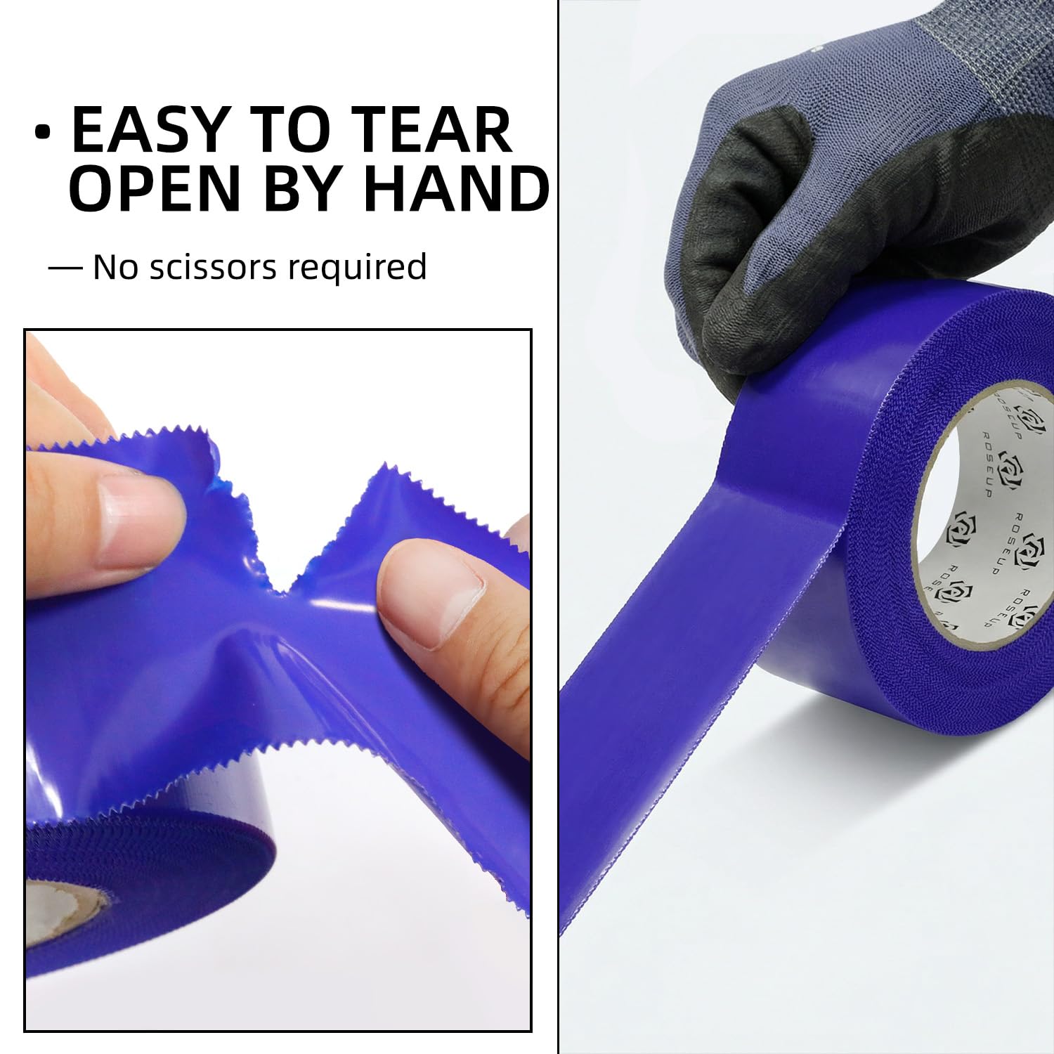 ROSEUP Cinta de estuco azul, 2 rollos de 2 pulgadas x 60 yardas, cinta de estuco azul resistente a los rayos UV, cinta adhesiva de polietileno impermeable para renovación del hogar, construcción