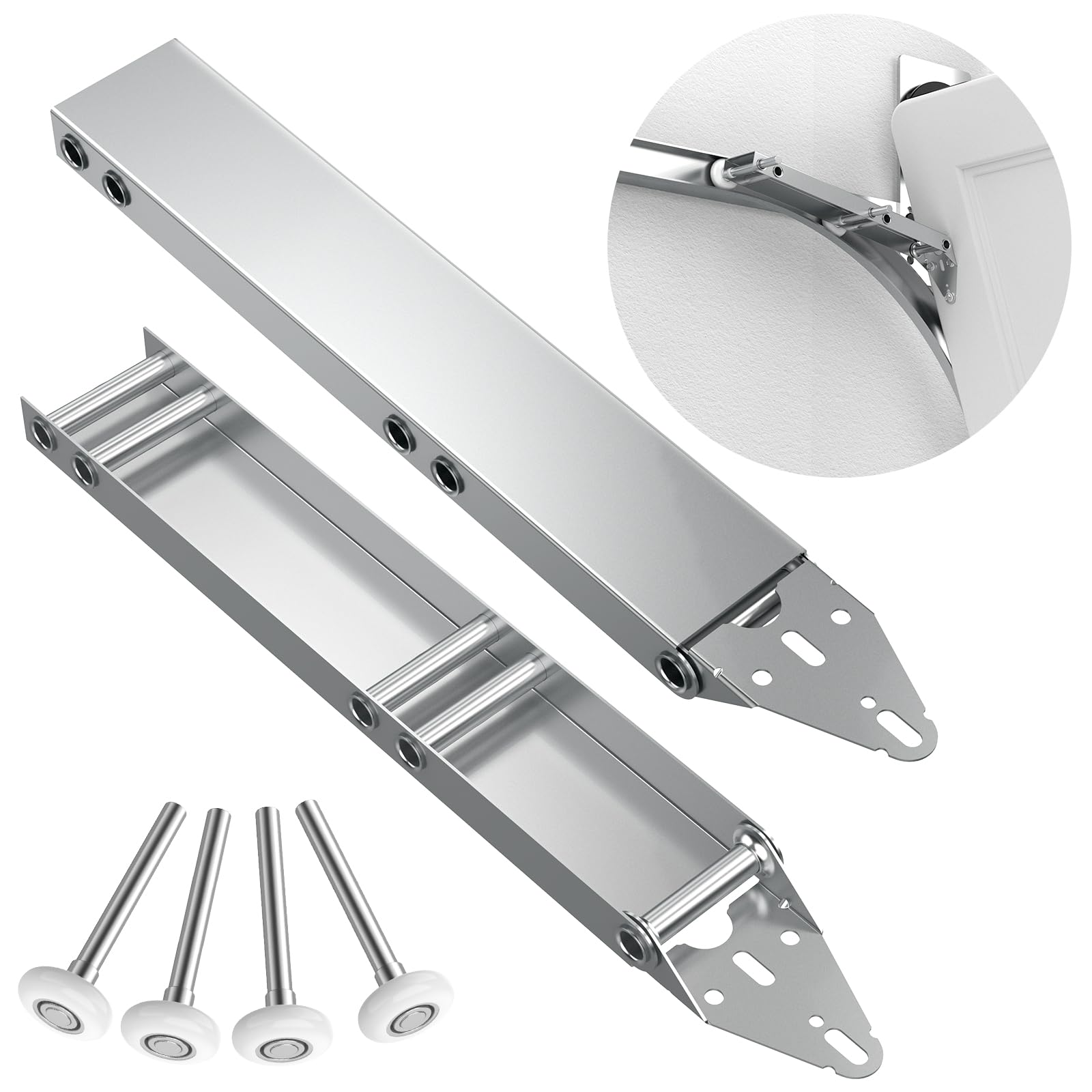Photo 1 of 1 Pair Garage Door Quick Turn Top Fixture Brackets Hardware, Heavy-Duty Steel, Easy Installation, Durable & Rust-Resistant, Includes Rollers, Essential for Low Headroom Garage Doors