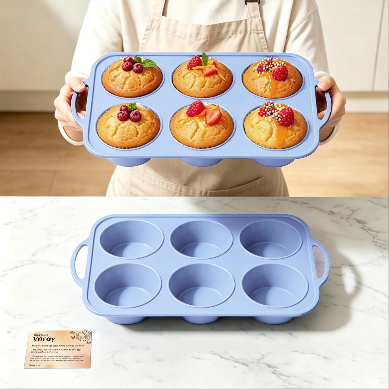 Jumbo Silicone Muffin Pan - Non Stick & Easy Release -12
