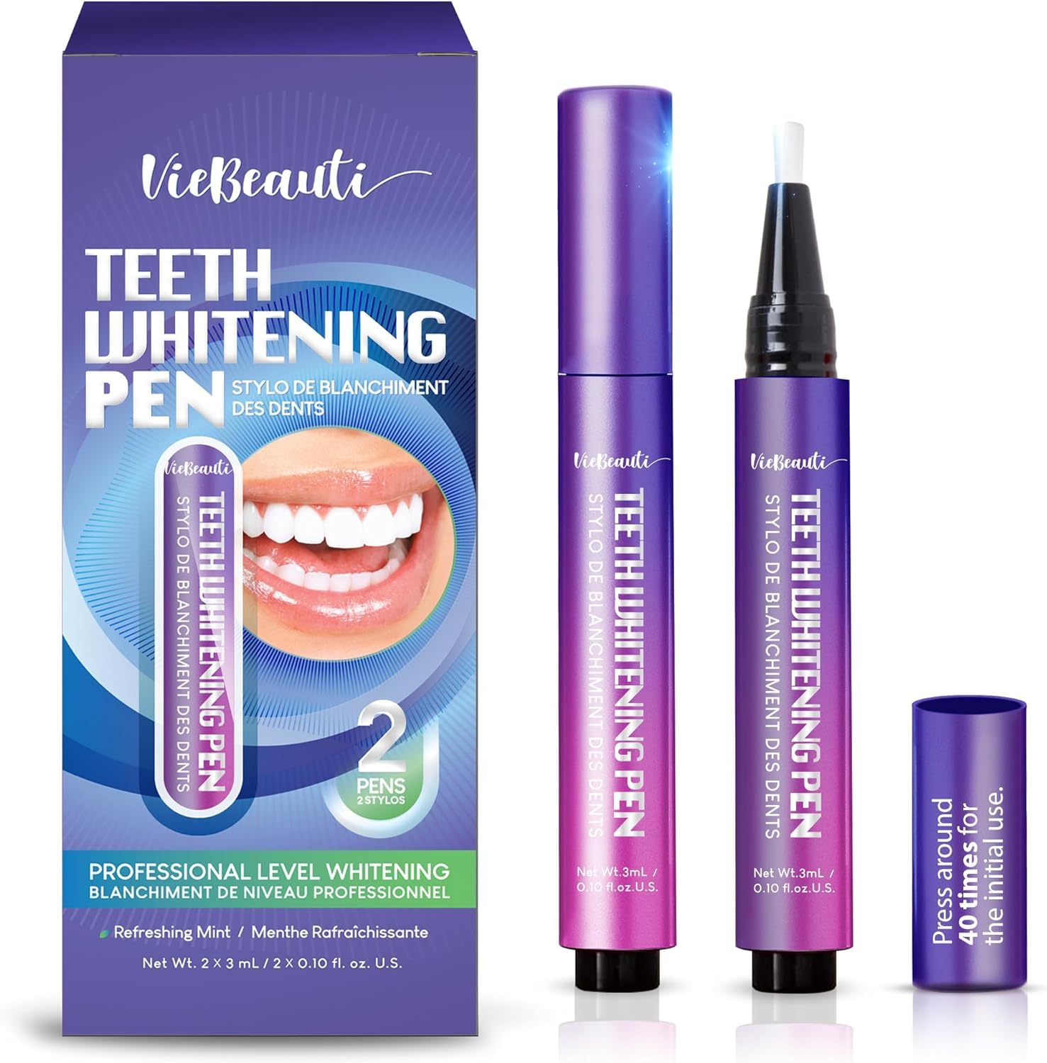 Viebeauti Teeth Whitening Pen Gel Tooth Whitener with Carbamide Peroxide for Sensitive Teeth - Professional Dental Stain Remover