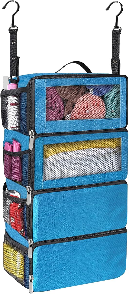 Hanging Travel Luggage Organizer Travel Bag Packing Organizers Luggage Organizer for Suitcase Carry on Closet Hanging Packing Cubes for Travel (Blue)