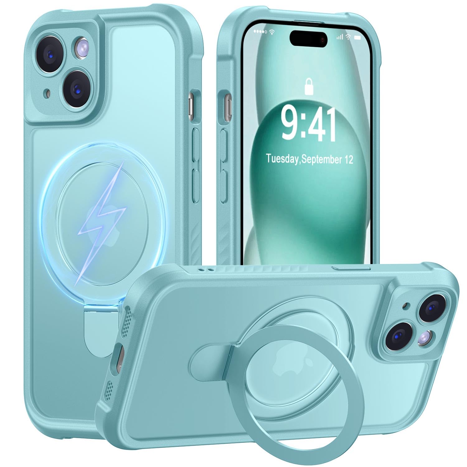 MOCCA Magnetic for iPhone 15 Case with Stand,Blue