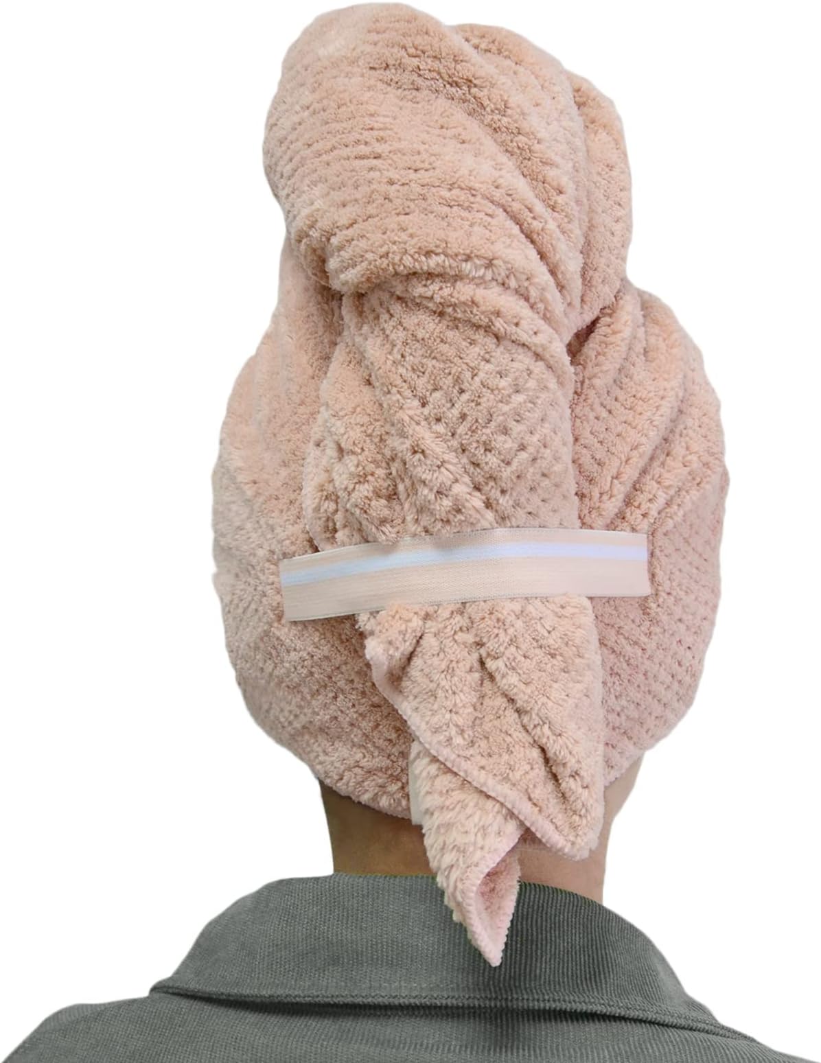 Chlovenjumbo large Microfiber Hair Towel Wrap for Women,Anti Frizz Hair Drying Towel with Elastic Strap,Super Absorbent,Ultra-Soft Extra Large Hair Wrap Towels,Fast Drying Hair Turbans for Thick Hair