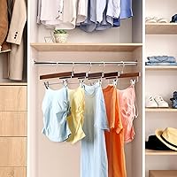 Vista 5 de Sieral Paquete de 30 perchas de madera para pantalones con clips de madera maciza, faldas de madera maciza con 2 clips ajustables, gancho giratorio