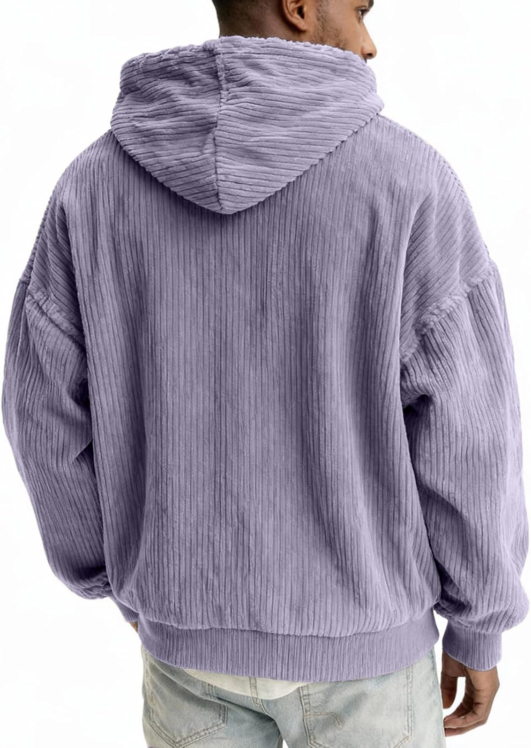 Hawyet Mens Corduroy Hoodies Ribbed Texture Long Sleeve Oversized Hoodie Winter Fall Casual Quarter Zip Pullovers(,0) - Image 5