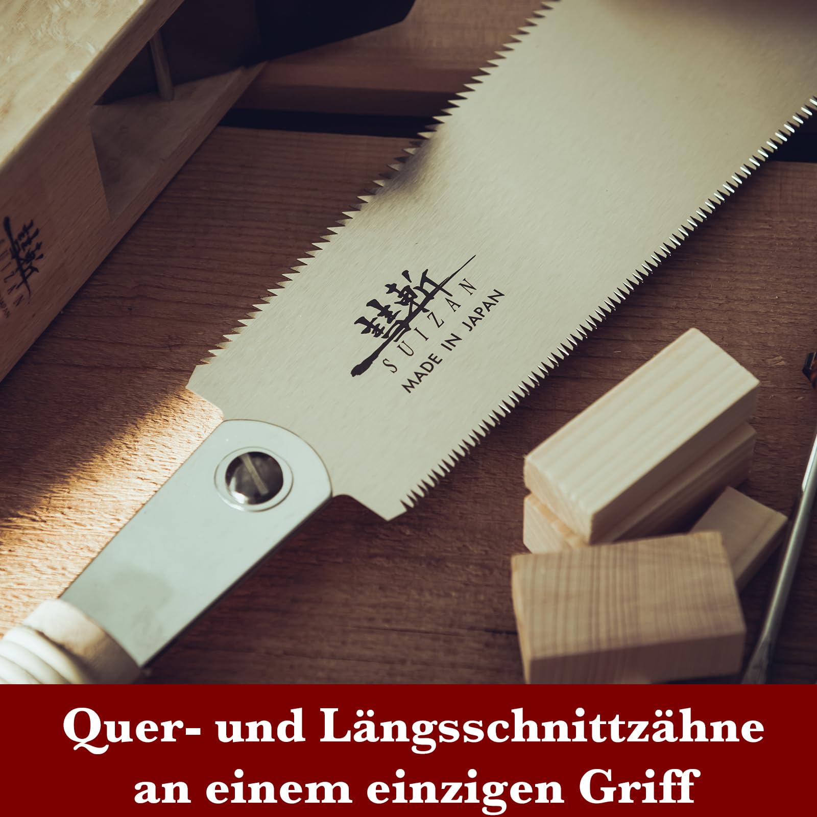 SUIZAN Ryoba Zweischneidige Säge 240mm - Professionelle Japansäge Zugsäge Handsäge Holz Saw Holzbearbeitungswerkzeuge