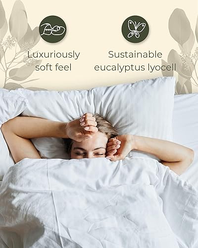 Miniatura 6 de Linenwalas Juego de Fundas de Edredón Tencel Lyocell, Juego de Fundas de Edredón de Seda Ligera Refrescante de Eucalipto con Cierre de Cremallera y