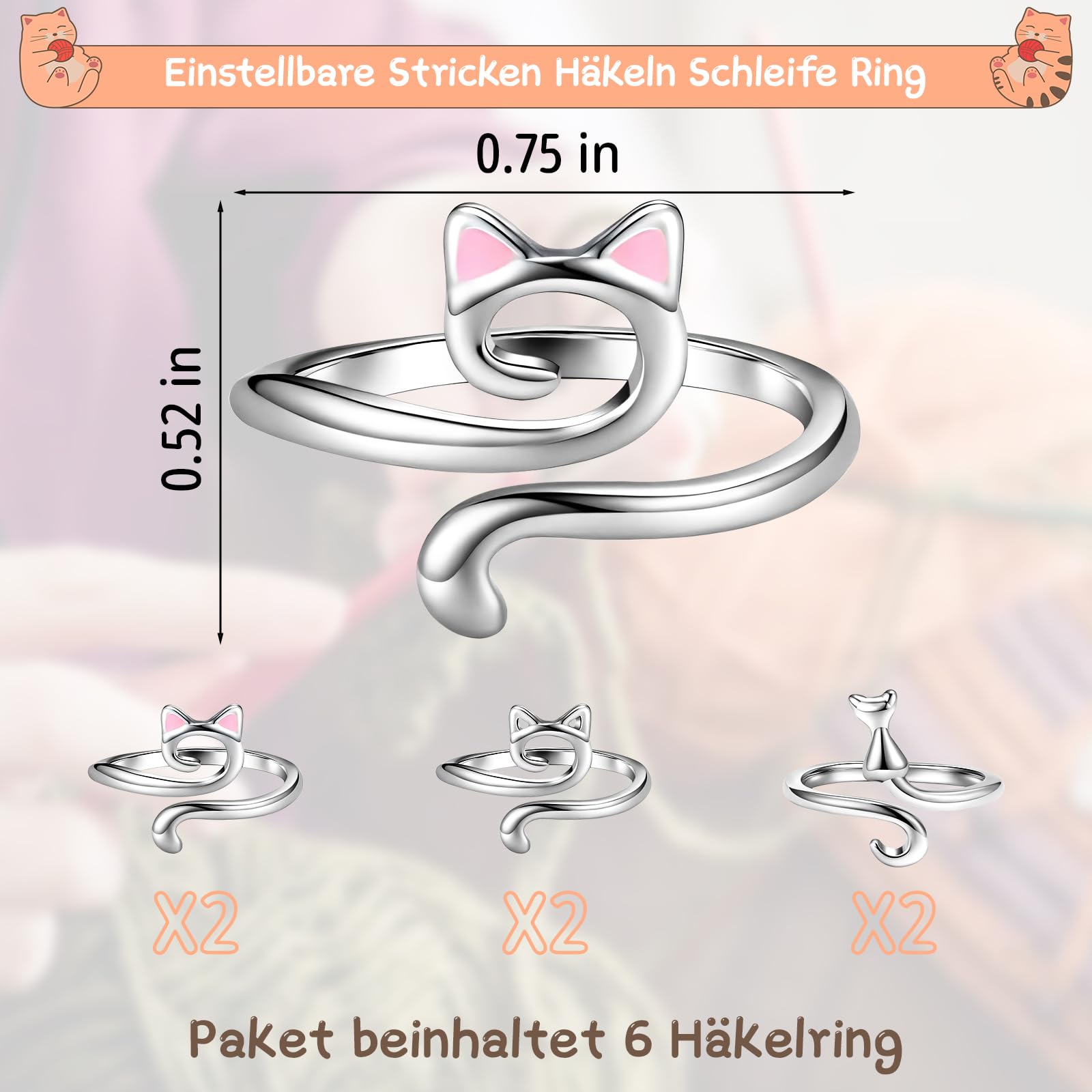 7 Stück Häkelringe Set - Verstellbare Fingerringe Für Schnelleres Häkeln - DIY Strickzubehör In 7 Farben