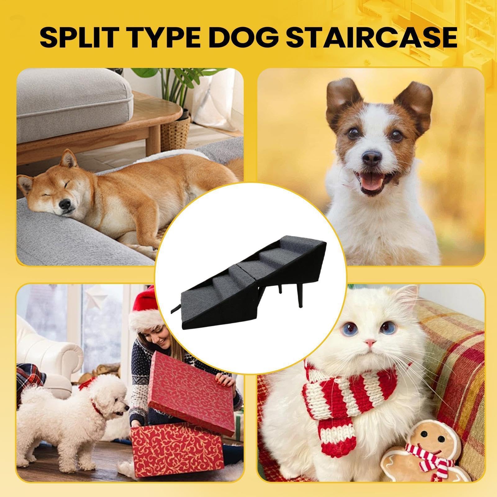 Hundetreppe Klappbar, rutschfeste Hundetreppe Für Kleine Hunde, Hunderampe Für Sofa Bett, Treppe Für Sofa & Bett, Stabilen & Faltbar, Multifunktional Fußhocker Für Haustiere, Kleine Hunde, Katzen