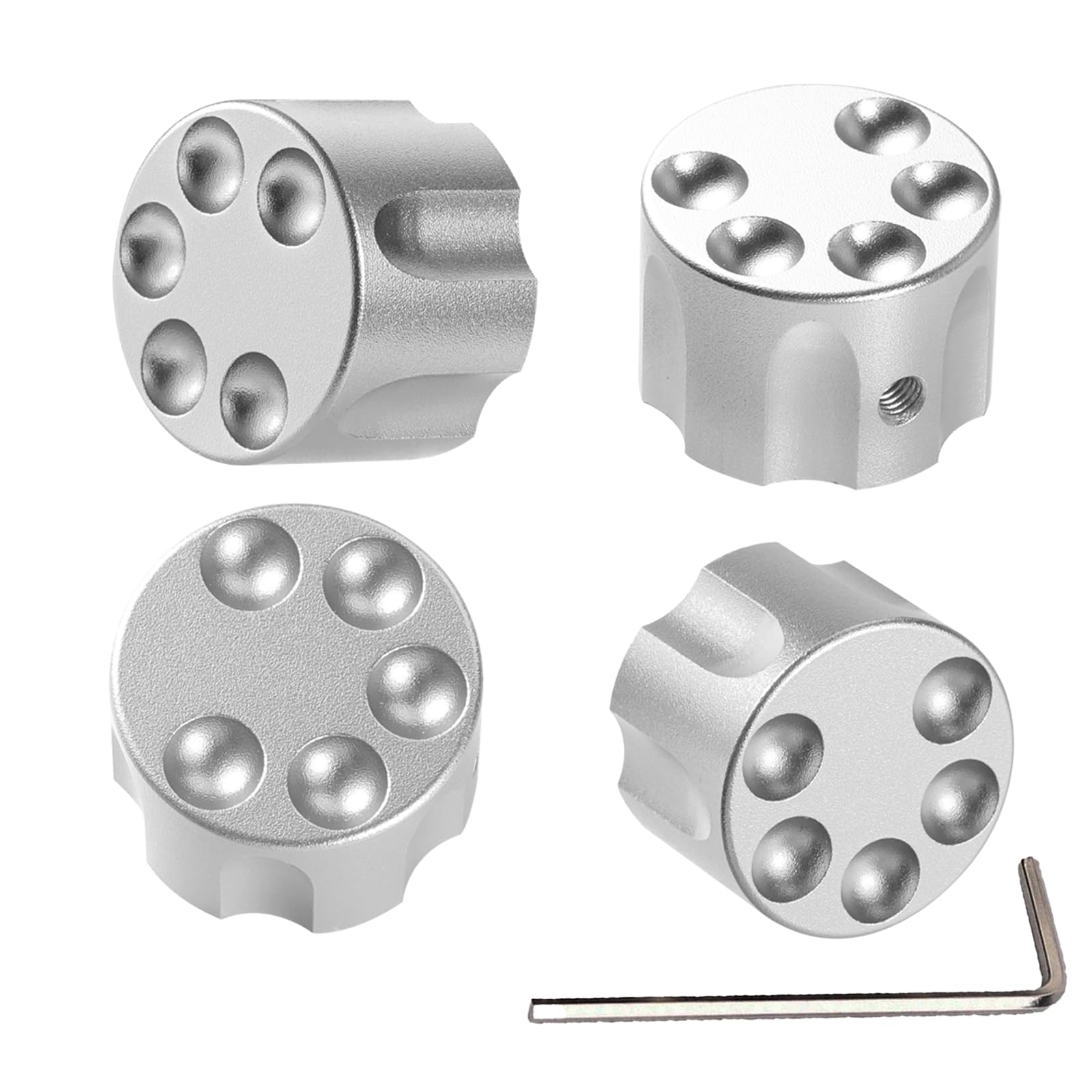 Gonymask Silver 4Pcs Electric Guitar Bass Metal Knobs Bullet Clip Style Knurled Volume And Audio Switch Potentiometer Knob Compatible For Fender Strat Telecaster Les Paul Electric Guitars Or Basses (Silver)